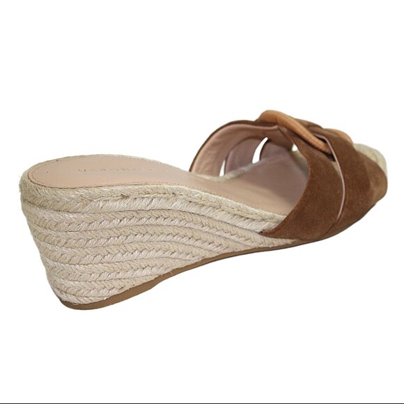 Veronica Beard Ivy Hazelwood Suede Strappy Vamp Woven Wedge Slide, Size 6.5 - Picture 7 of 11